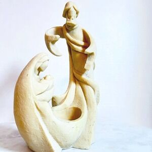 Nativity Holy Family Joseph Mary Jesus Abstract Figurine Sandstone Candle Holder